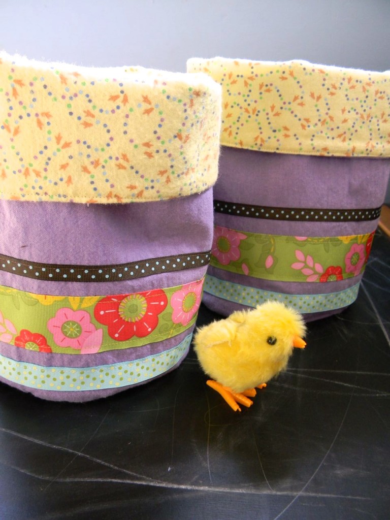 easter fabric bucket with chick