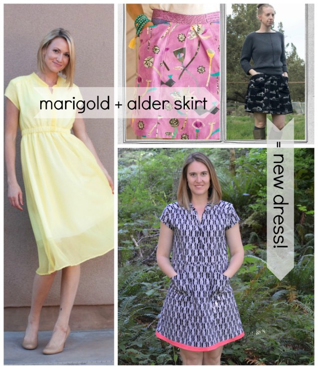 The Great Pattern Hack :: My Marigold Blouse and Marigold/Alder Dress