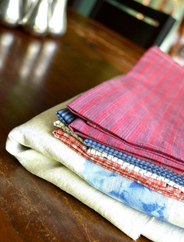 sunprinted tablecloth and napkins
