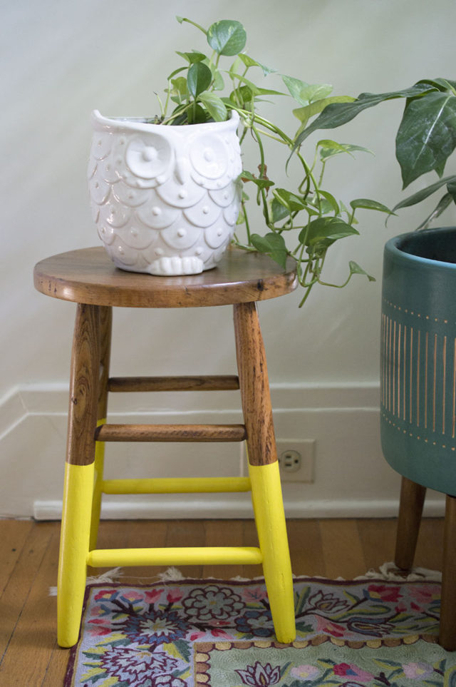 Yellow Legs on a Decorative Step Stool _ Home Design | a happy stitch project