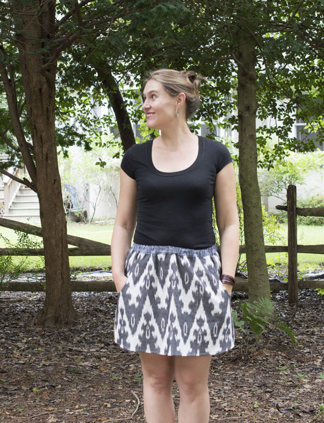 Ikat Woven (accidental) skirt in Black | a happy stitch