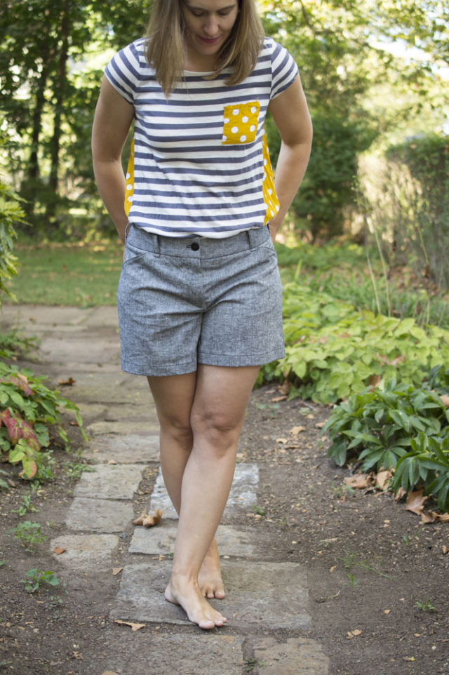 Handmade Summer Wardrobe Basics! Thurlow Shorts in Chambray -a-happy-stitch