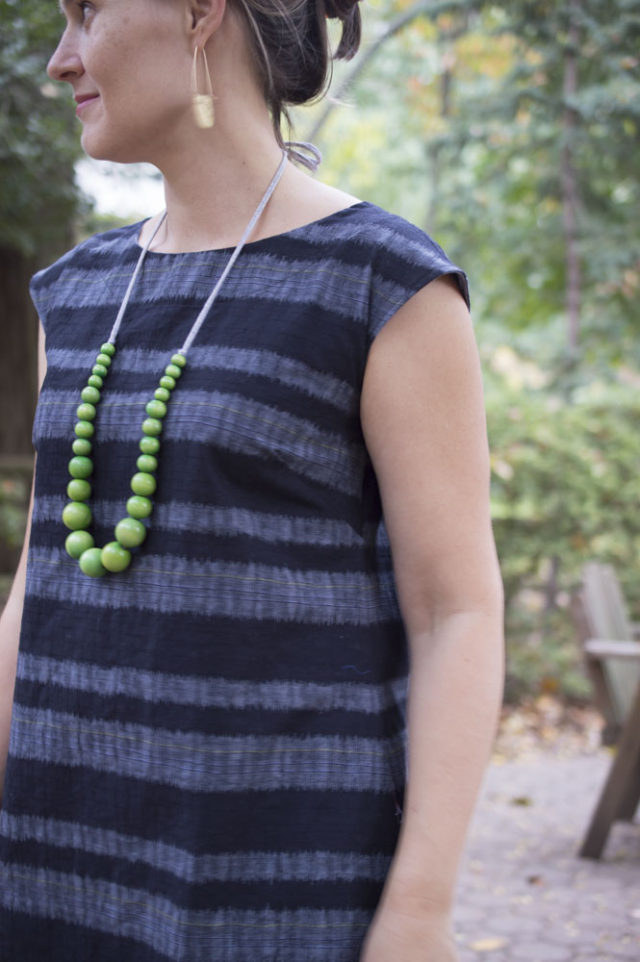 My Esme Tunic -Striped Woven Japanese fabric | sewn by a happy stitch
