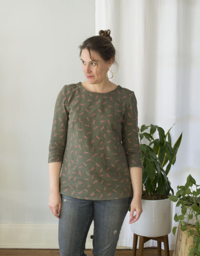An Olive and Pink Everyday Blouse || sewn by a happy stitch