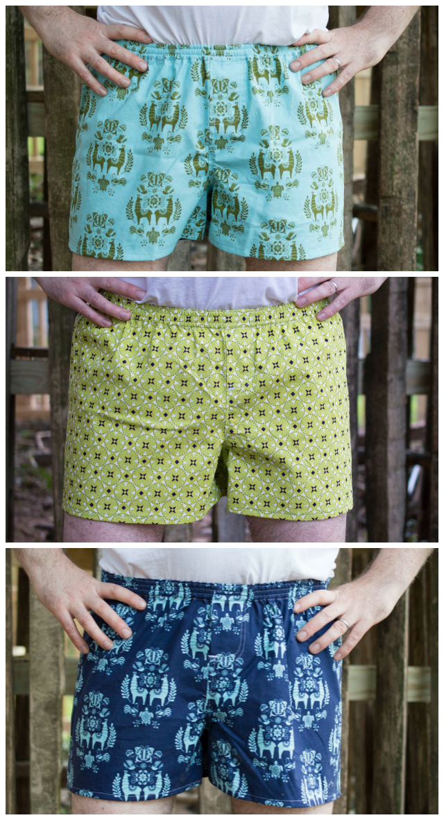 Men's Boxer Shorts [Free Pattern for Juxtaposey Fabric tour] || a happy stitch