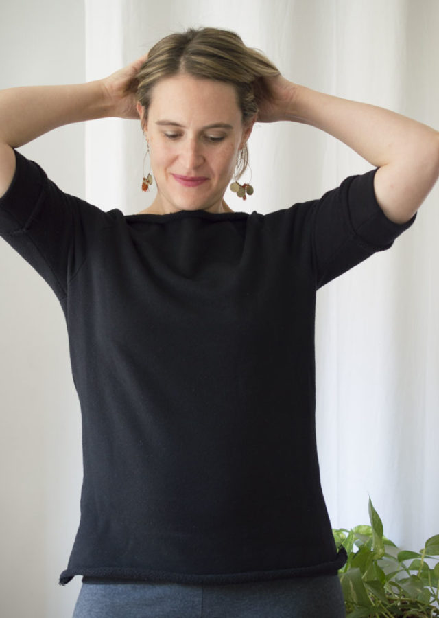 Boat Neck Anegada top in French Terry || sewn by a happy stitch
