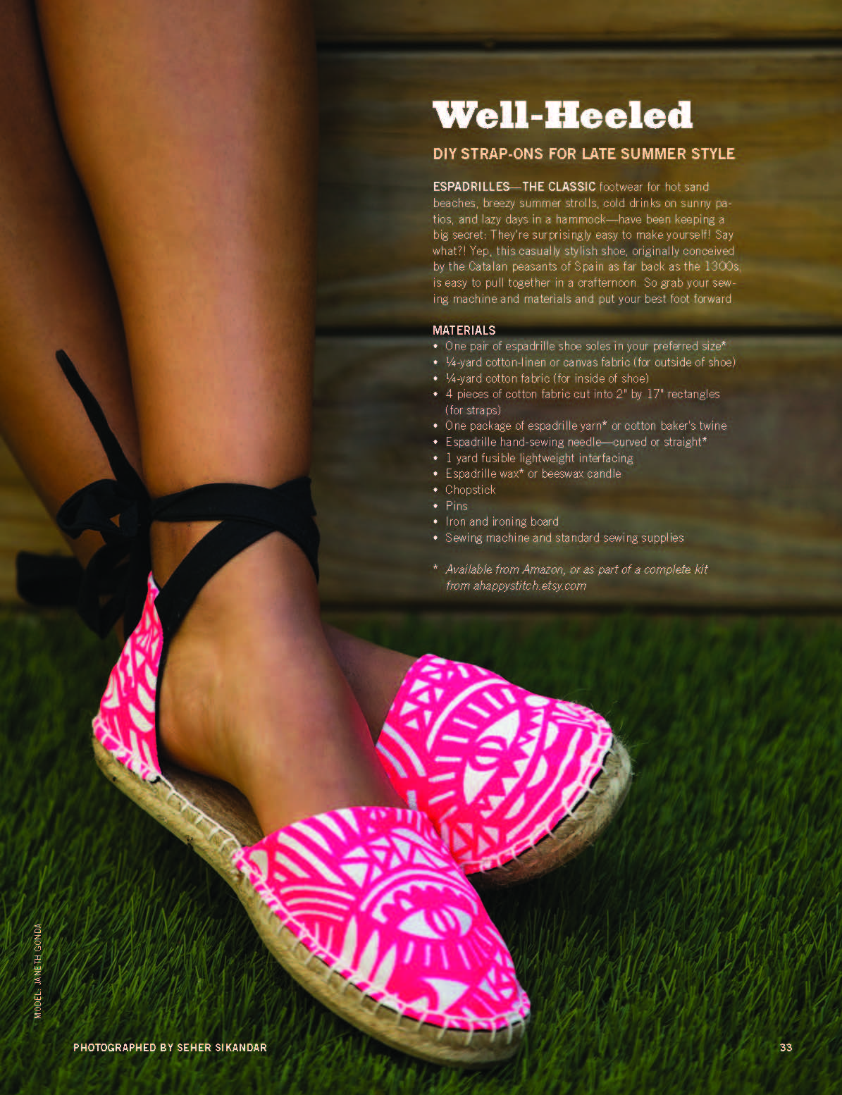 Strappy Espadrilles for BUST magazine || Designed by A HAPPY STITCH