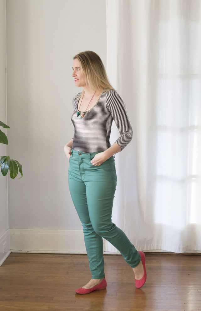 Ginger Jeans and Nettie Bodysuit :: A HAPPY STITCH for IndieSew