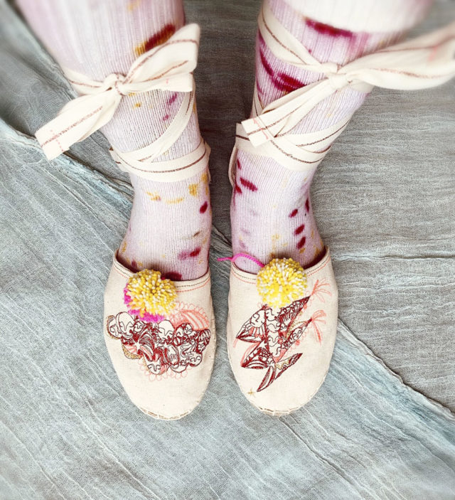 Celestial Embroidered Espadrilles from Emma Mierop of Skippy Cotton - A HAPPY STITCH _ The Espadrilles Kit
