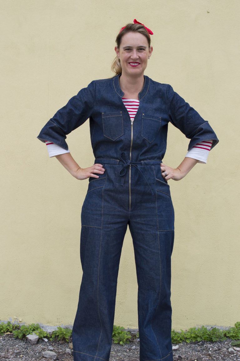 Rosie the Riveter Denim Jumpsuit - A HAPPY STITCH