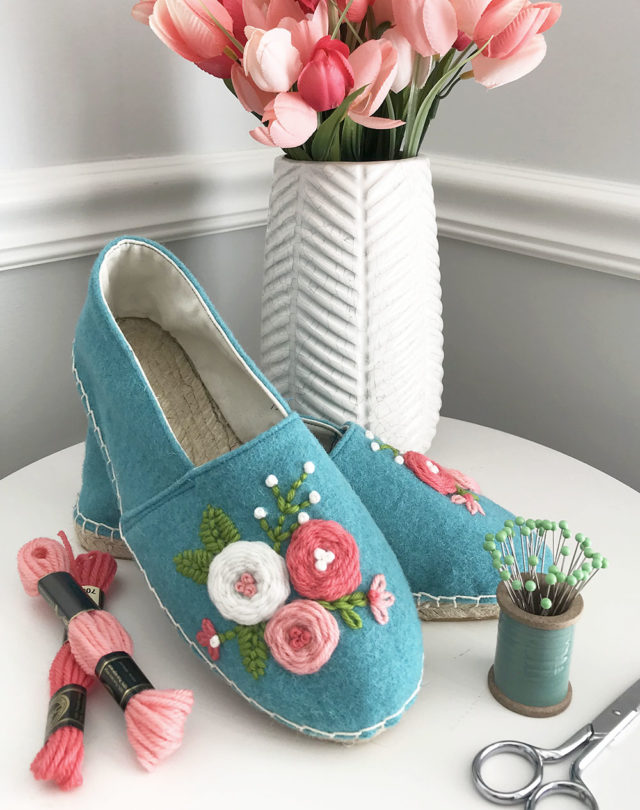 Cozy Rosette Espadrilles from Betz White Designs for A HAPPY STITCH
