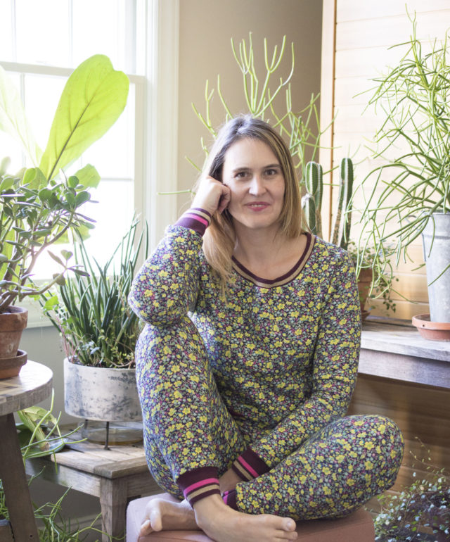 Liberty Sweatsuit with striped ribbing_Melissa Quaal of A HAPPY STITCH