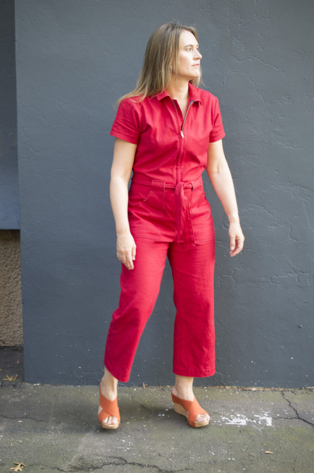 Fire Engine Red Blanca Flight Suit sewn by Melissa Quaal of A HAPPY STITCH